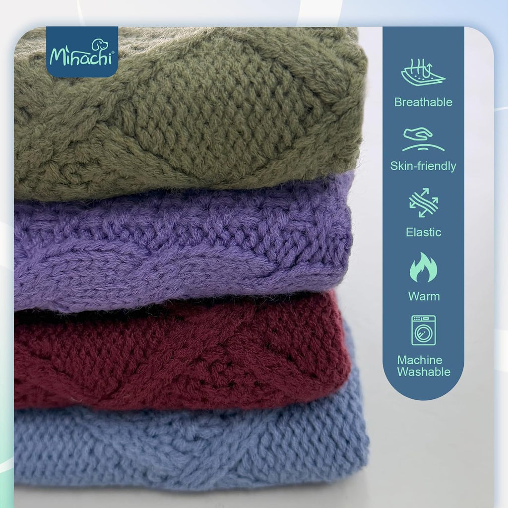 Mihachi Turtleneck Dog Sweater - Winter Coat Apparel Classic Cable Knit Clothes with Leash Hole for Cold Weather, Ideal Gift for Pet in New Year Army Green New L