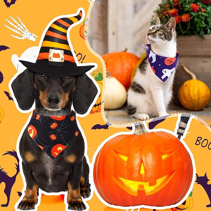 Abbylike 50 Pcs Halloween Dog Bandanas Bulk Pumpkin Bandanas - Image 4