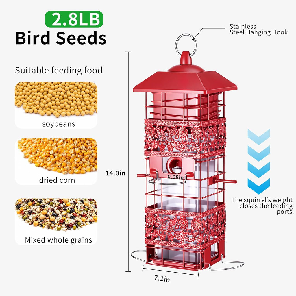 Squirrel Proof Bird Feeder Metal, Weight-Activated for Outdoors
