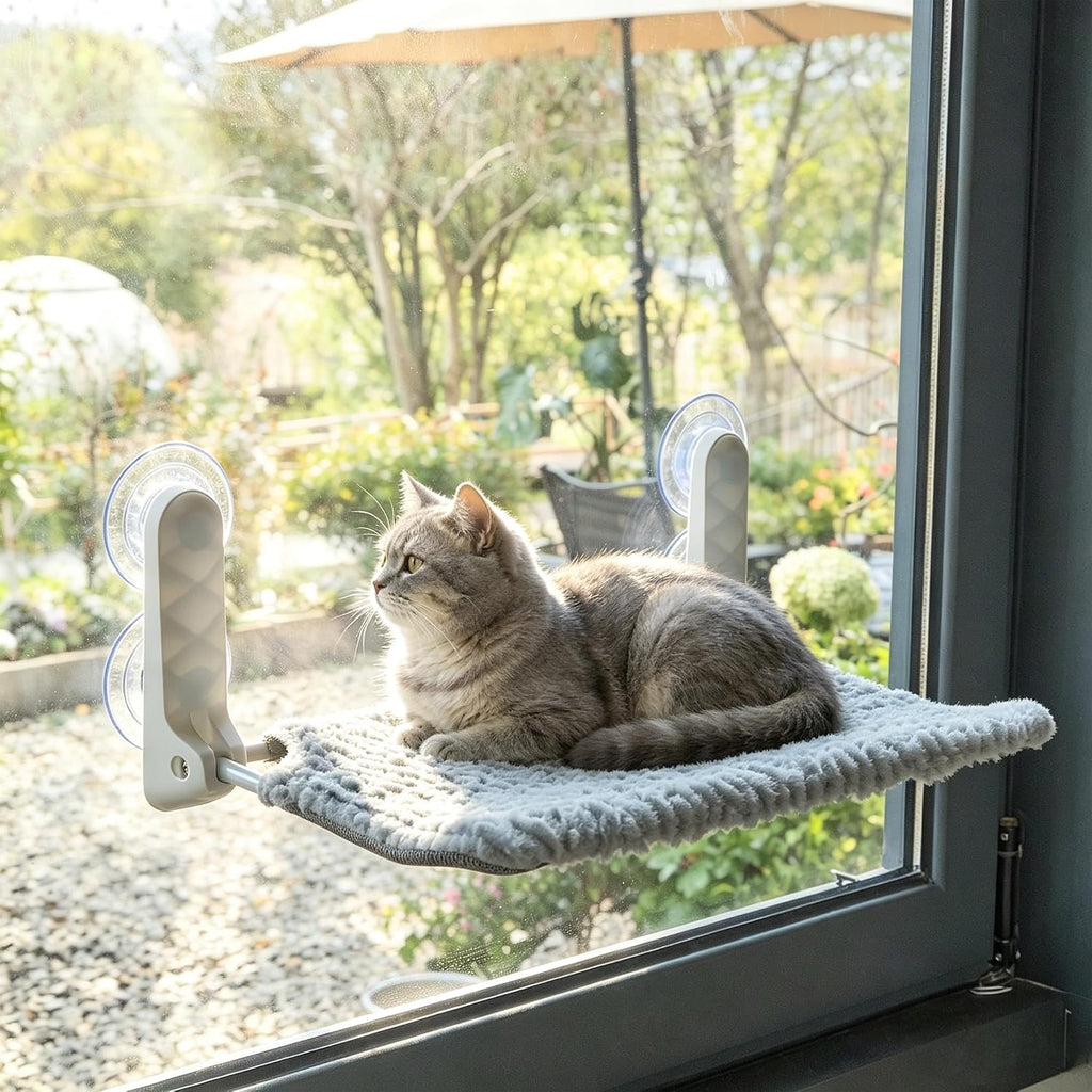 AIWIKIDE Cat Window Perch, Easy Install Bracket, Portable Wall Hammock for Indoor Cat, Grey