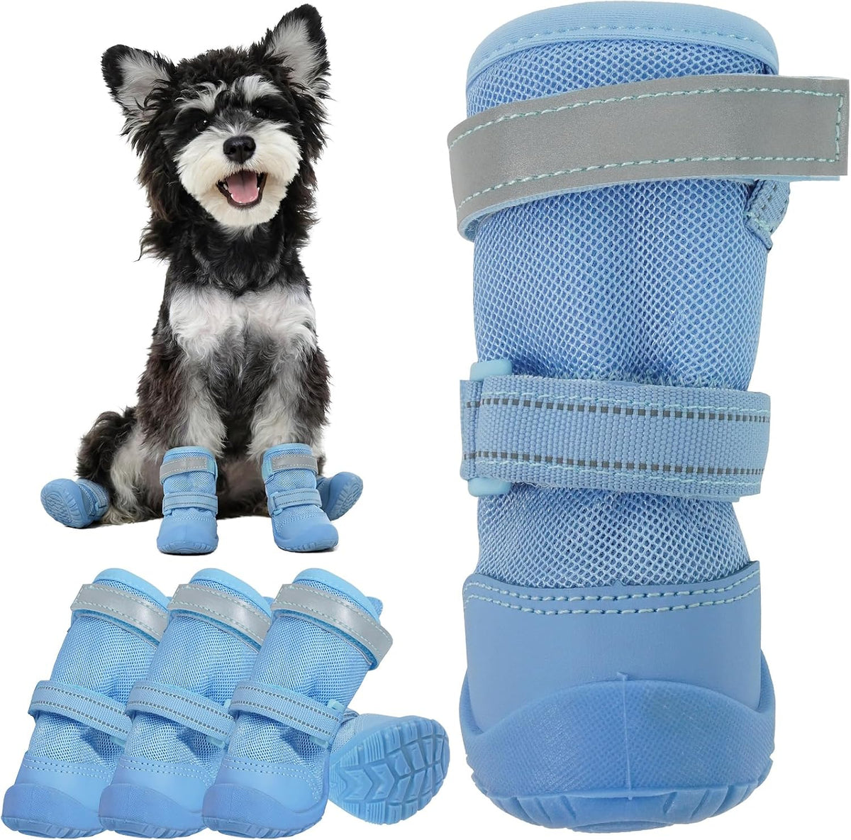 Mesh Dog Boots for Hot Sidewalks Asphalt Rainy Day and Rough Trail