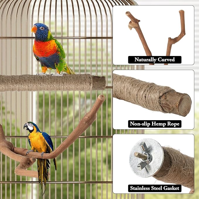 REHALY Large Bird Perch Stand, Paw Grinding Forks, Stand & Toys - Image 3