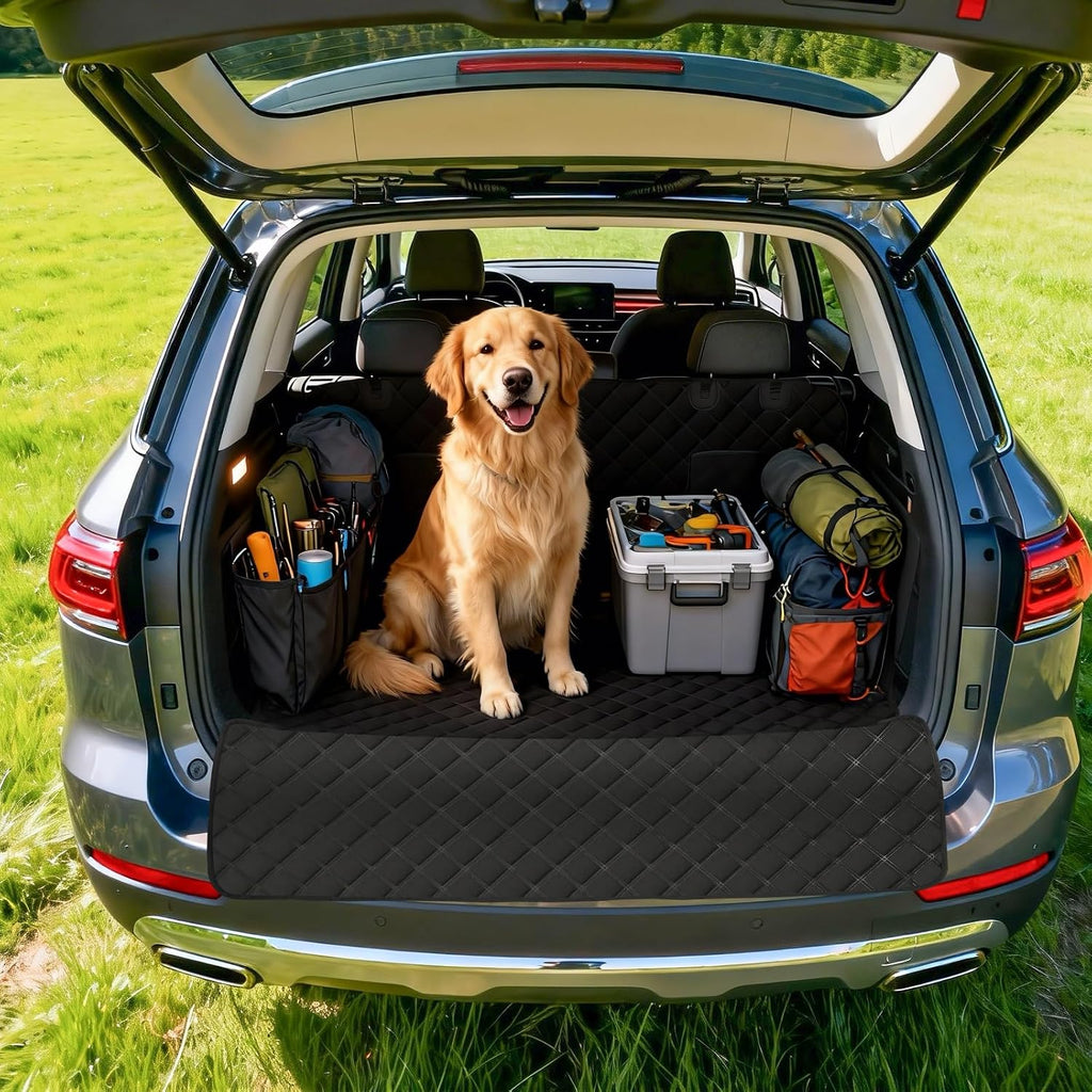 SUV Cargo Liner for Dogs, Waterproof Pet Cargo Cover Dog Seat Mat for SUVs Sedans Vans with Bumper Flap Protector, Non-Slip, Large Size Universal Fit