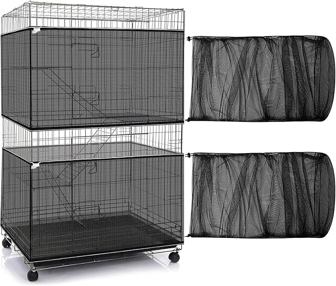 Shappy 2 Pieces Adjustable Bird Cage Seed Catcher Birdcage Cover Nylon Mesh by Shappy