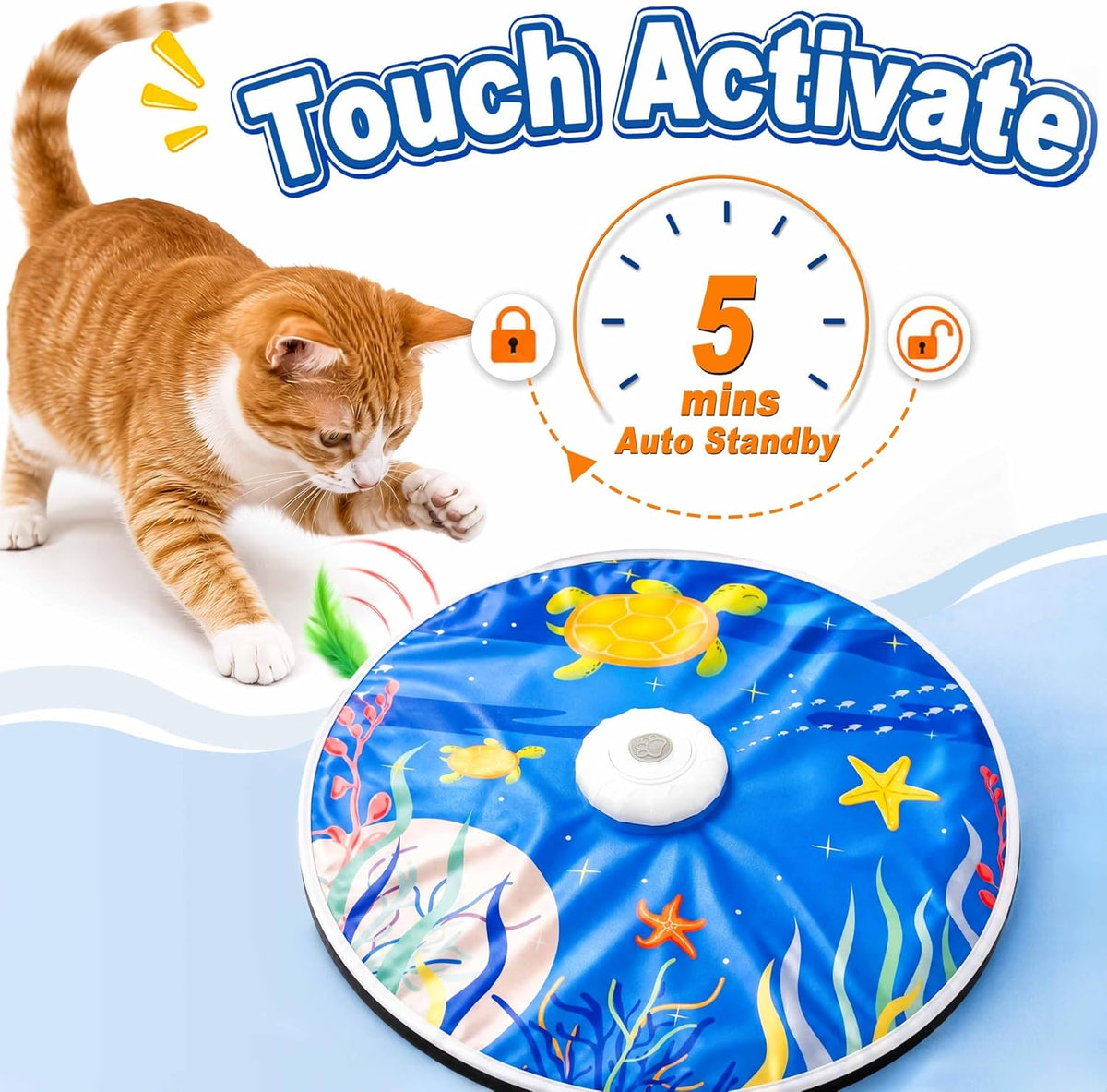 Interactive Cat Toys with 20 PCS Cat Toys, Automatic Cat Toy Touch Activated with 2 Feather Wand, Bird Chirping for Bored Indoor Kittens