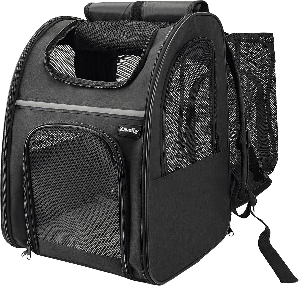 Cat Backpack Carrier – Expandable Airline Approved Pet Travel Bag for Cats & Small Dogs, Breathable Mesh Pet Carrier Backpack with Padded Base (Black)