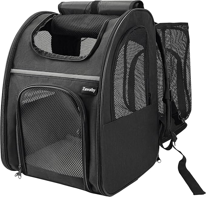 Zavothy Cat Backpack Carrier, Expandable Airline Approved Pet Backpack by Zavothy