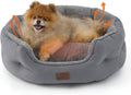 Bedsure Self Warming Cat Bed,Round Washable Small Dog Bed, 25In Grey
