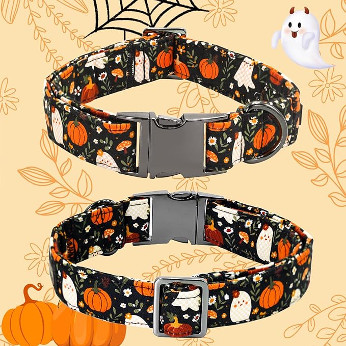 Halloween Dog Collar, Ghost Print Adjustable Pet Collar Fall Pumpkin Cute - Image 4
