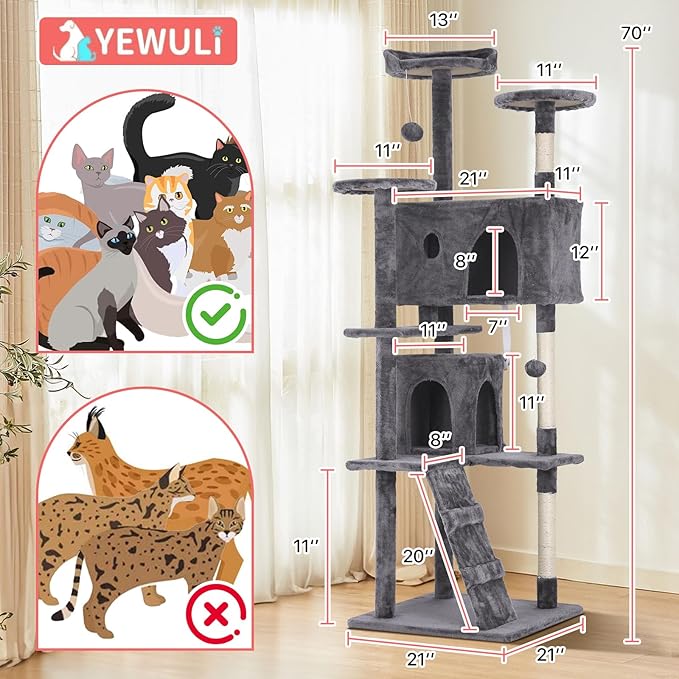 70in Cat Tree Cat Climbing Tower - Image 7