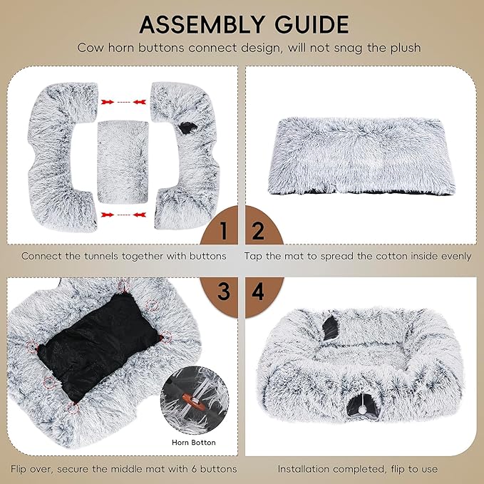 Extra Large Cat Tunnel Bed, 4 Ways Tunnels - Image 6