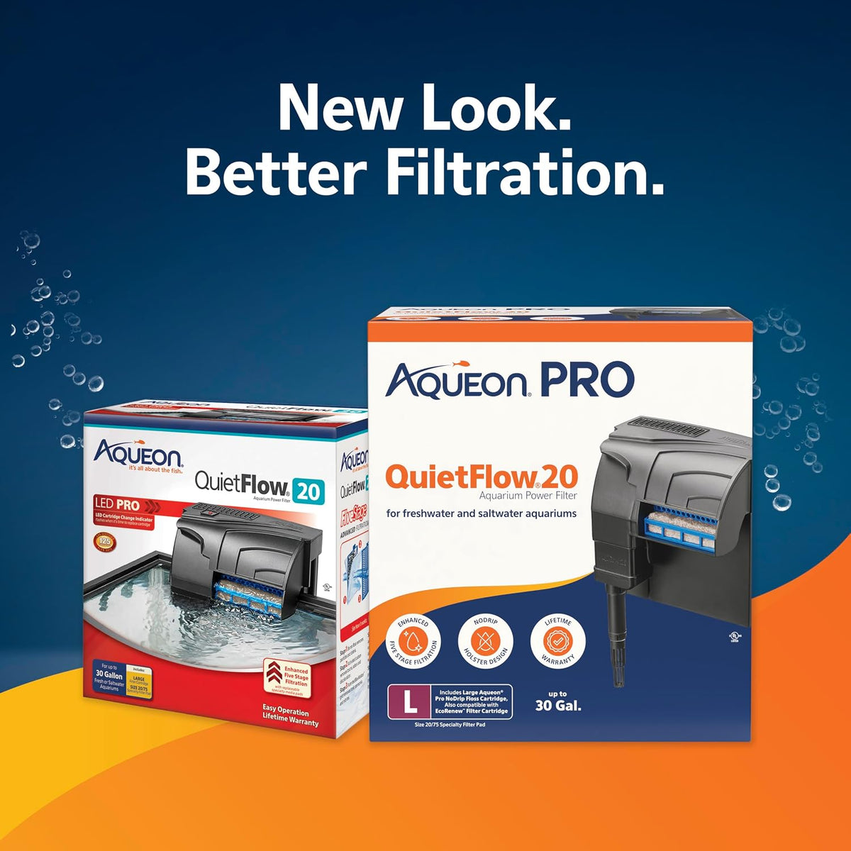 Aqueon QuietFlow 20 LED PRO Aquarium Fish Tank Power Filter For Up To 30 Gallon Aquariums