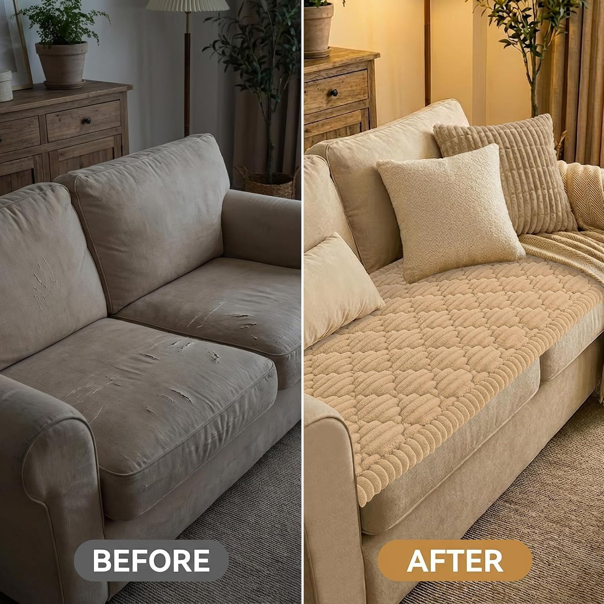 Smiry Couch Cover for Dogs Washable, Non Slip Fuzzy Pet Sofa Protector