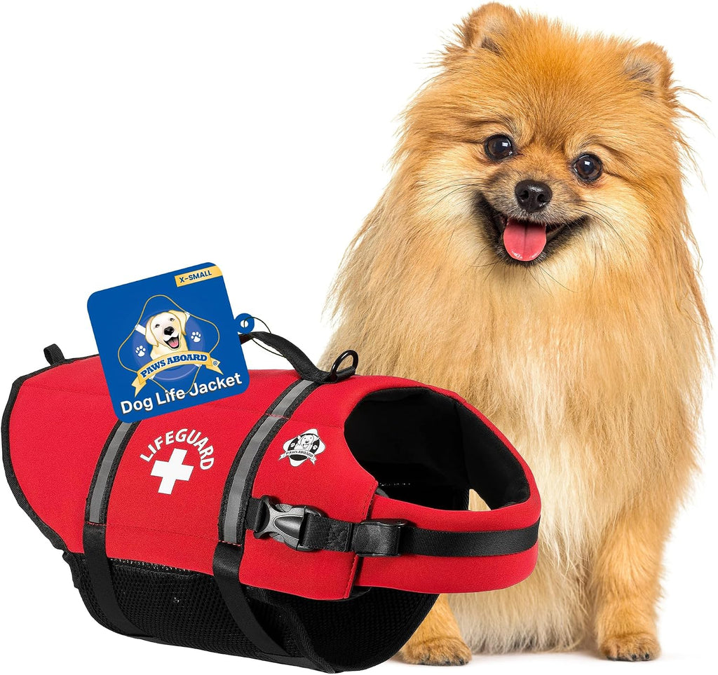 Reflective Dog Life Jacket with Handle (Red, X-Small)
