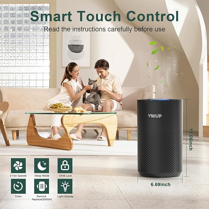 Air Purifiers for Bedroom Home up to 1250 ft², Vniup H14 True HEPA Room Air - Image 6