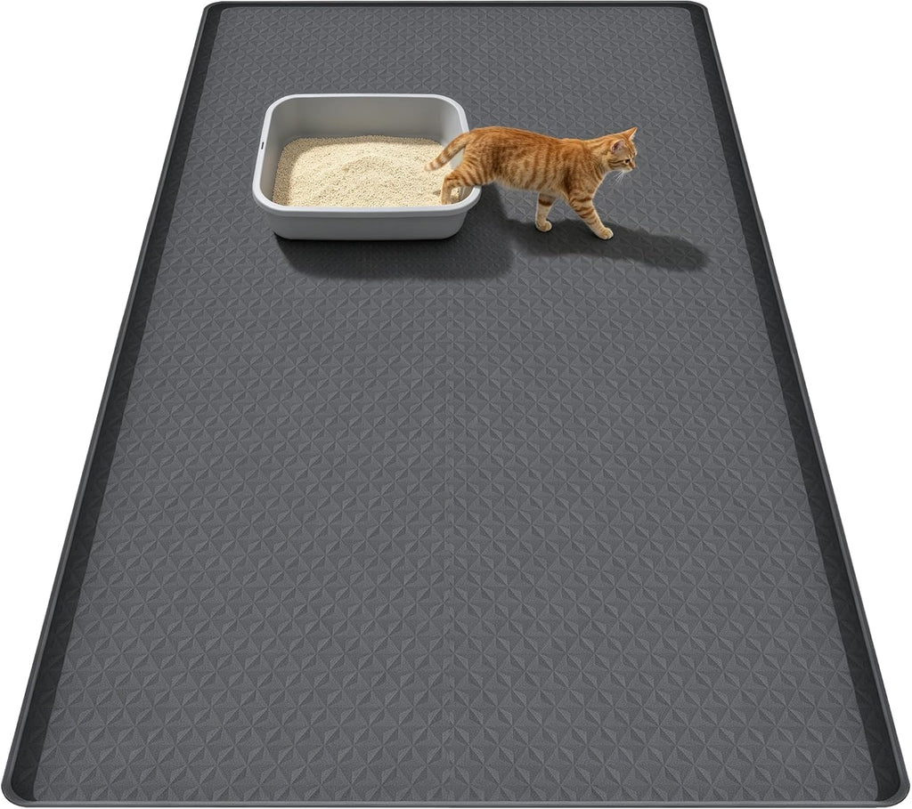 Extra Large Cat Litter Mat for Scatter Control, 51.2" x 25.6" (Gray)
