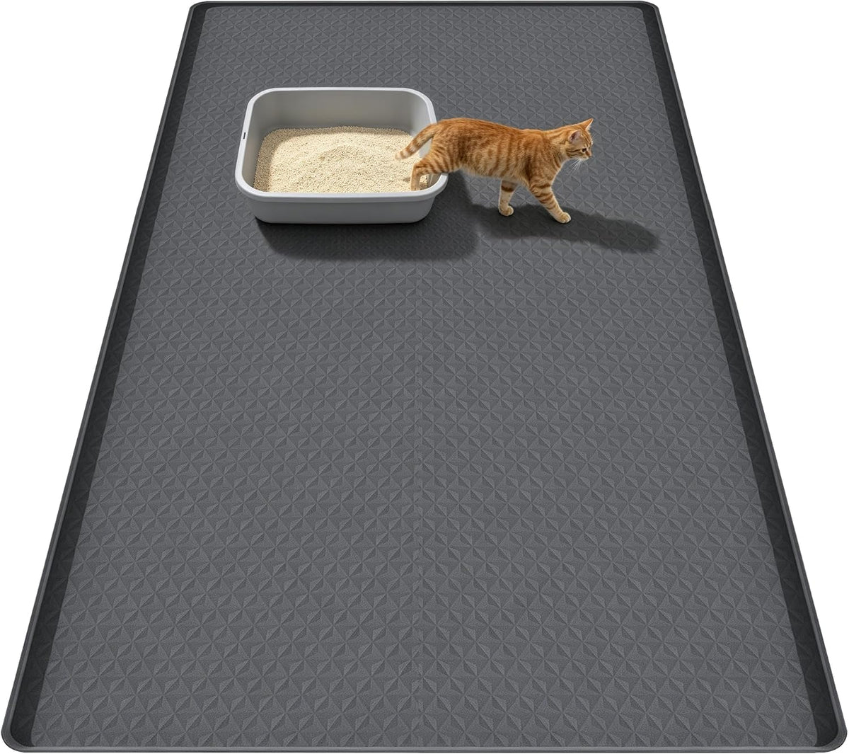 Extra Large Cat Litter Mat for Scatter Control, 51.2" x 25.6" (Gray)