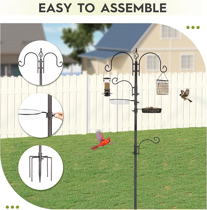 ERYTLLY Bird Feeding Station Kit Bird Feeder Pole Wild Bird Feeder Hanging Kit - Image 7