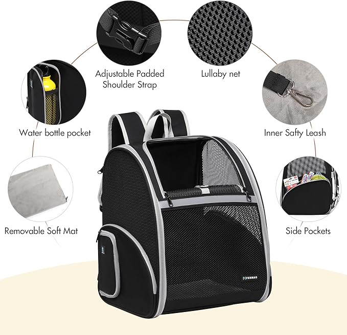 Pet Backpack Carrier, Large Cat Carrier Backpack Up to 20 Lbs - Image 8