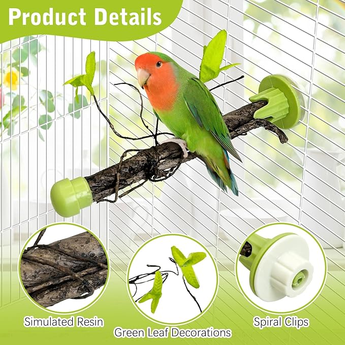 PINVNBY 2 PCS Bird Perches Simulation Branch Parrot Cage Perch Stand - Image 3