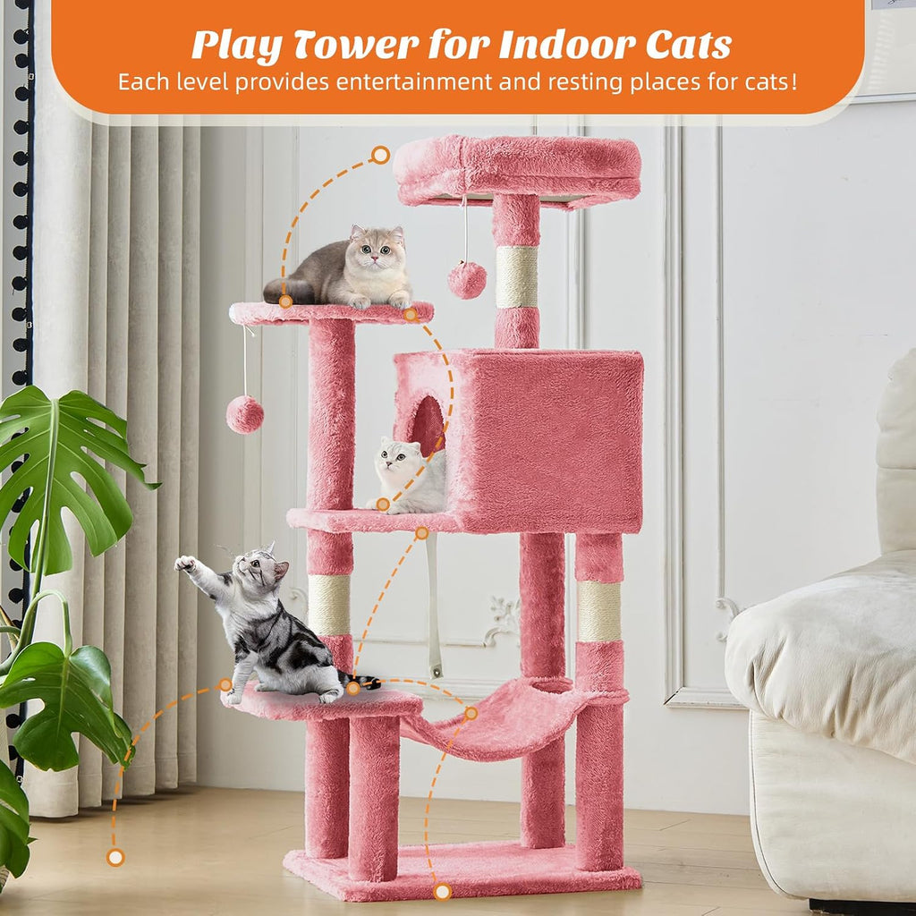 Sweetcrispy 44 Inch Cat Tree Tower for Indoor Cats and Kittens