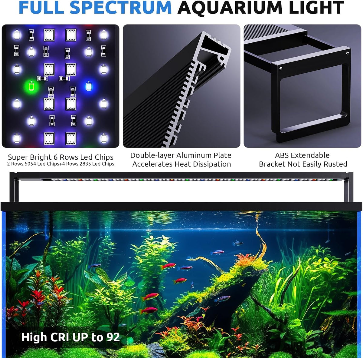 SEAOURA 24/7 LED Aquarium Light for Fish Tank Plant with Timer 24-30 Inch