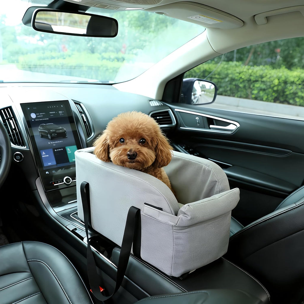 Center Console Dog Car Seat for Pets Up to 9 lb, Grey