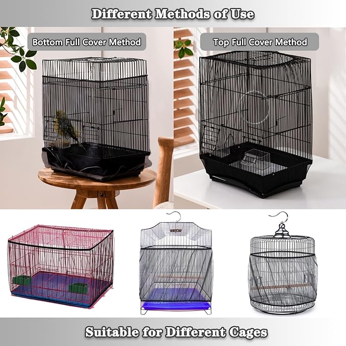 Bird Cage Seed Catcher, Bird Cage Net Cover Adjustable Bird Cage Netting Seed - Image 6