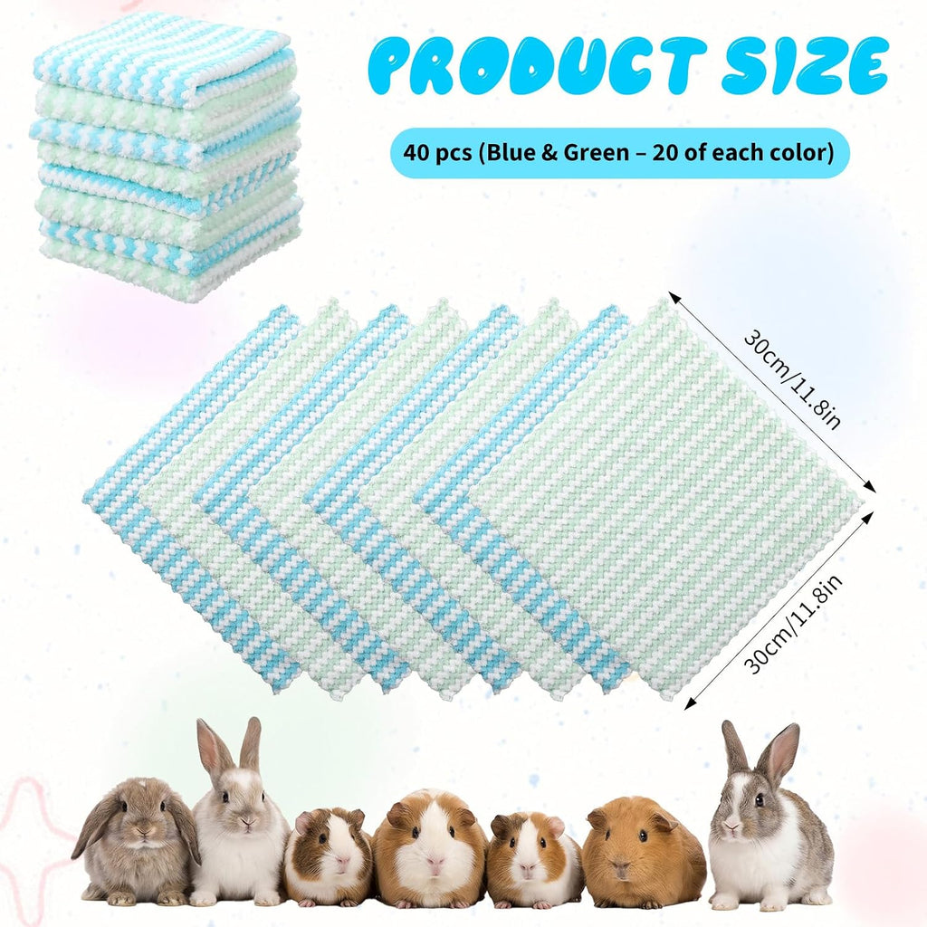 40 Pack Guinea Pig Blankets 12x12 Inch Coral Fleece Soft Washable Pads
