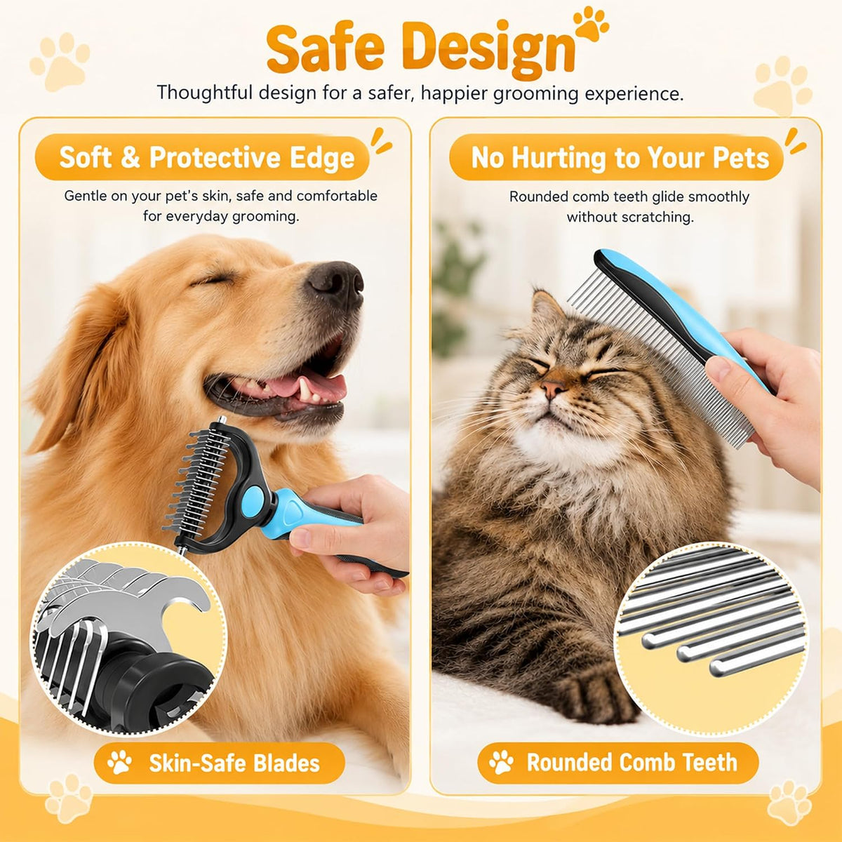 Pet Pro Grooming Tool Professional Dog Brush for Shedding and Double Sided Deshedding Dog Brush, Efficient Undercoat Rake for Dogs and Cats (A-Rake)