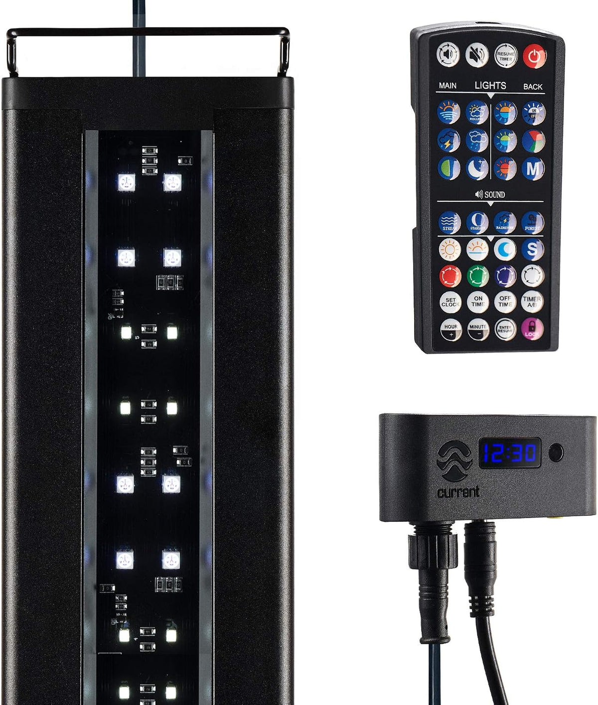 Current USA 36-48" Inch Satellite Freshwater LED Plus Full Spectrum RGB+W Light for Aquariums | Wireless 24 Hour Remote Control Fish Tank Lighting (4507)