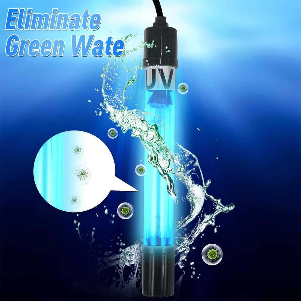 COOSPIDER Aquarium U-V Light Submersible Clean Green Lamp