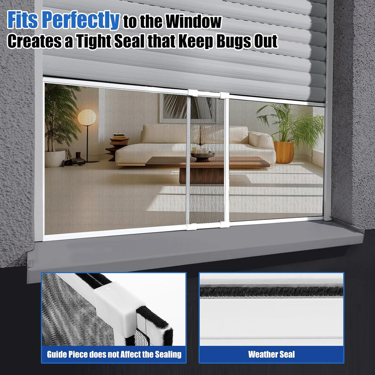 6 Pack Expandable Window Screen, 2 Way Sliding Adjustable Window Screen, Horizontal (10" H x 25" - 45" W), Horizontal and Vertical Adjustable, Durable Replacement Screen for Window, Window Screen Mesh
