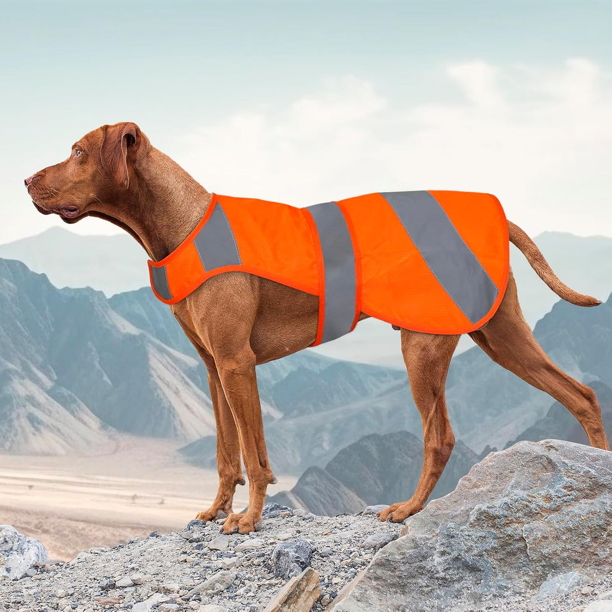 Dog Jacket High Visibility Safety Reflective Dog Vest for Small Medium Large Dogs (Large, Orange)
