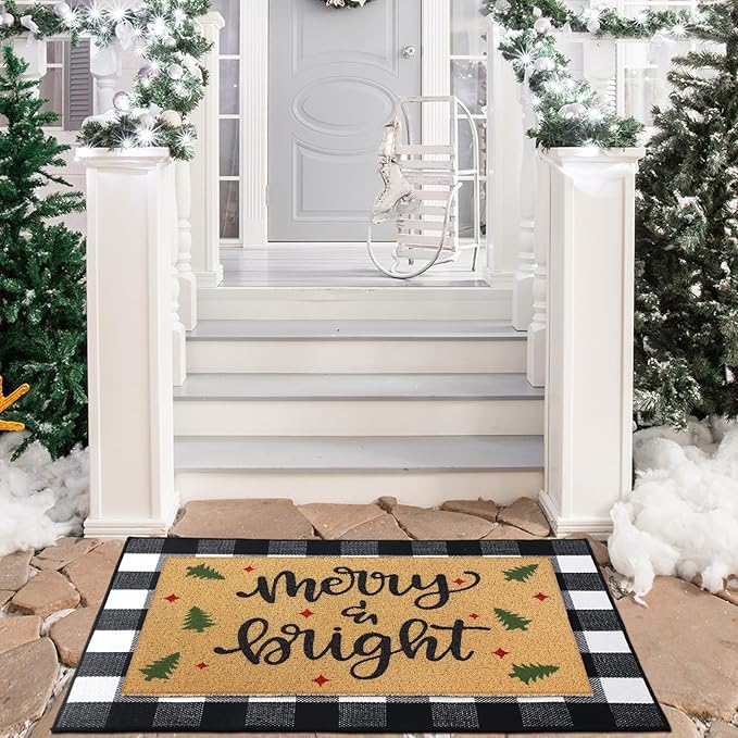 Tinideya 2 Pcs Door Mat Welcome Non Slip Coir Mats Floor Layering Doormats - Image 3