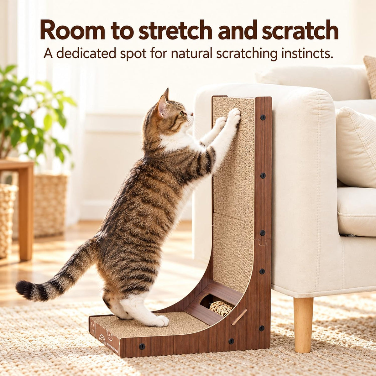 Petpals Corrugate Cardboard Cat Scratching Pad, 24" Double Side L Shaped