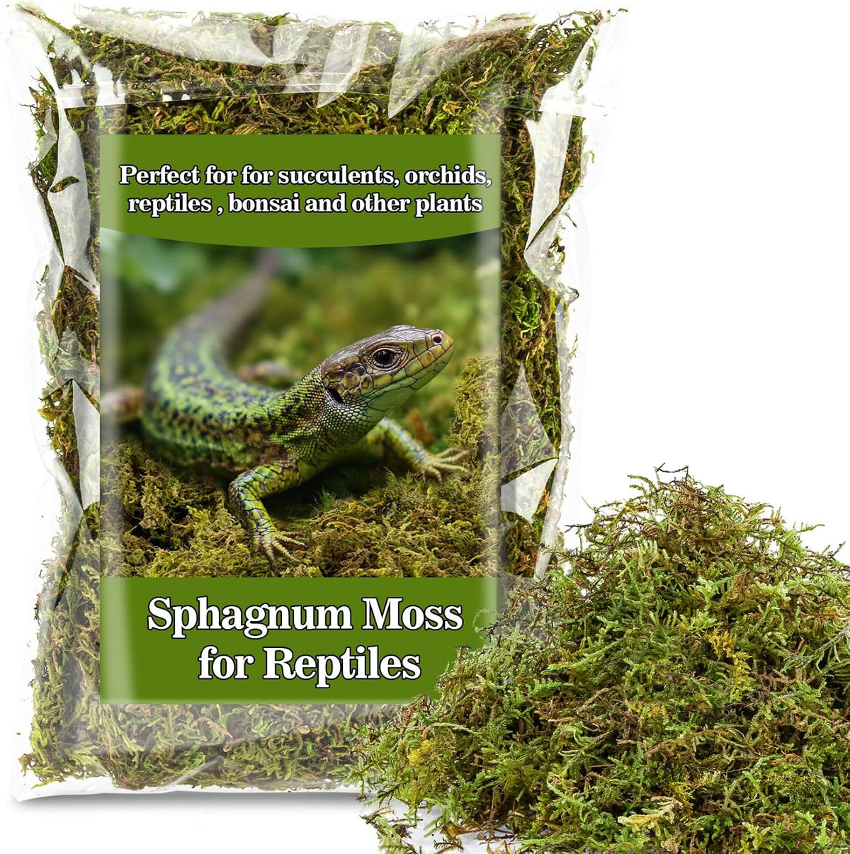 Sukh Sphagnum Moss for Reptiles - Terrarium Reptiles Moss Green Dried Peat Moss Habitat Bedding Moss for Snakes Turtle Frog Gecko and Other Reptiles Substrate (30, Ounces)
