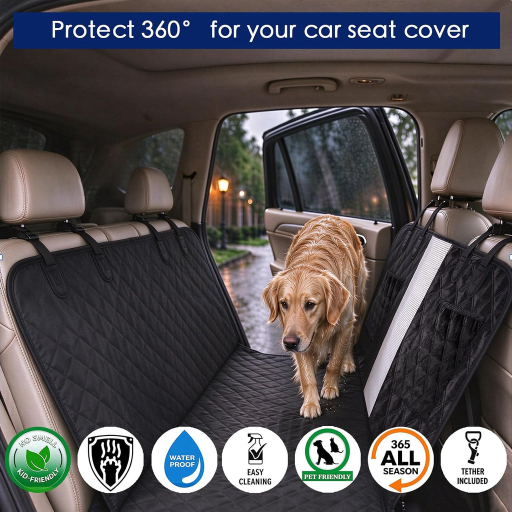 Reversible Dog Car Seat Cover Back Seat,Winter Warmth&All-Season Protection