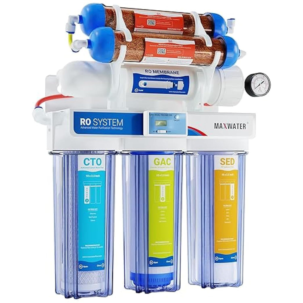 Max Water 6 Stage 100 GPD (Gallon Per Day) RODI (Reverse Osmosis Deionization) Water Filtration System for Aquarium