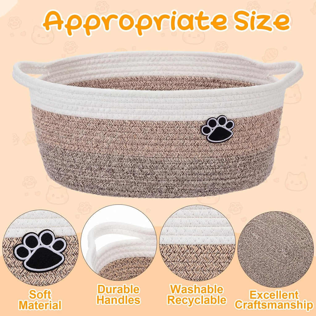 Leitee 38 Pcs Cat Storage Basket Gift Toy Set Kitten Toys, Including 2 Way Tunnel, Bell Crinkle Balls Spring Feather Teaser Sisal Ball Simulated Fish, Interactive for Indoor Pet
