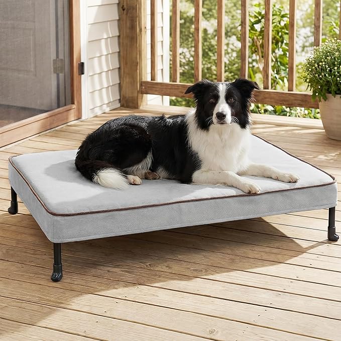 Veehoo Elevated Dog Bed with Waterproof Cushion Mat, Cooling Raised Dog Beds by Veehoo