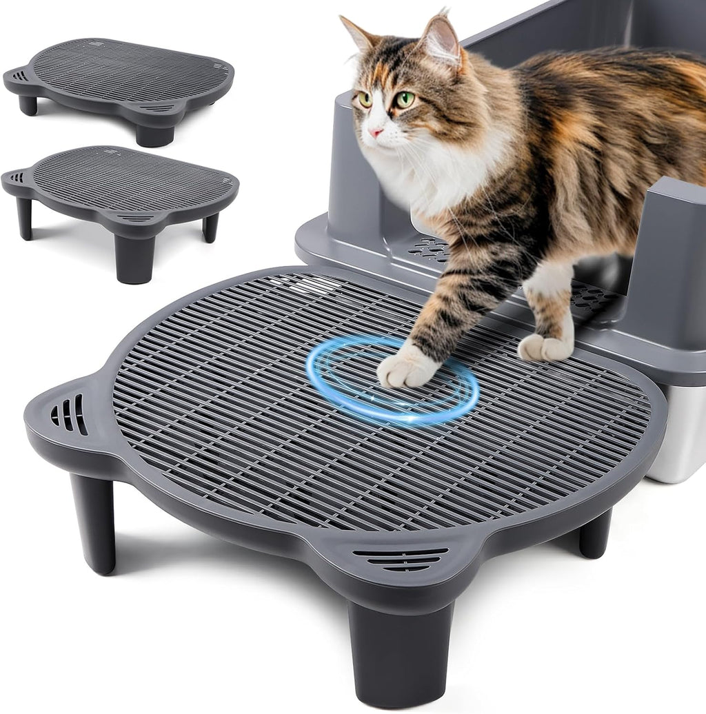 Cat Litter Box Step, Large Cat Step Ramp with Filter Function, Grey