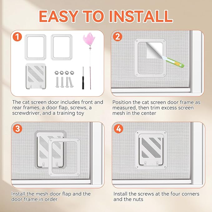LIBBEPET Cat Door for Screen Door, Lockable Cat Screen Door for Cats & Small - Image 5