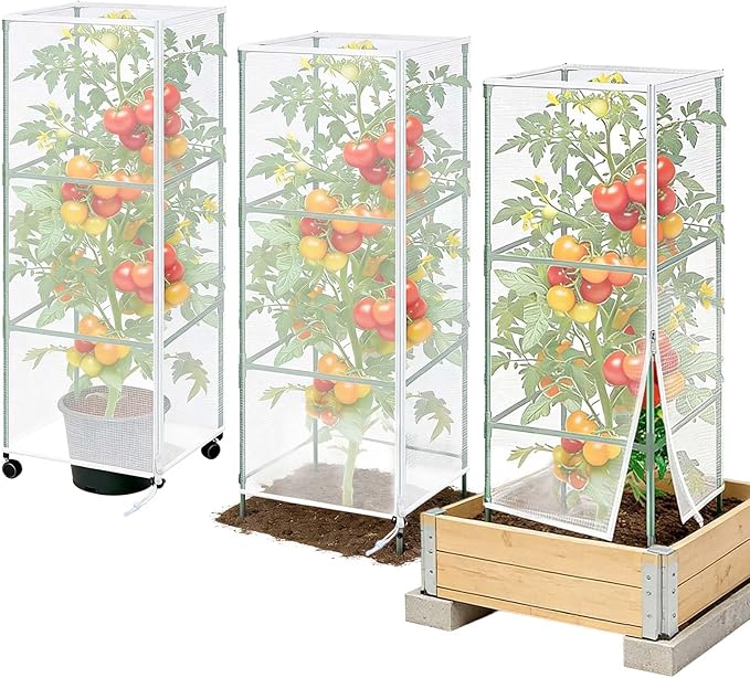 3 Pack Garden Netting Cover for Square Tomato Cage by Uyeesi