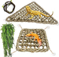 Seagrass Hammock for Bearded Dragon,4PCS Lizard Lounger,Natural Seagrass Gecko Hammocks with Hanging Plants Climbing Jungle Vines Flexible Leaves Habitat Decoration for Lizard Geckos Snakes