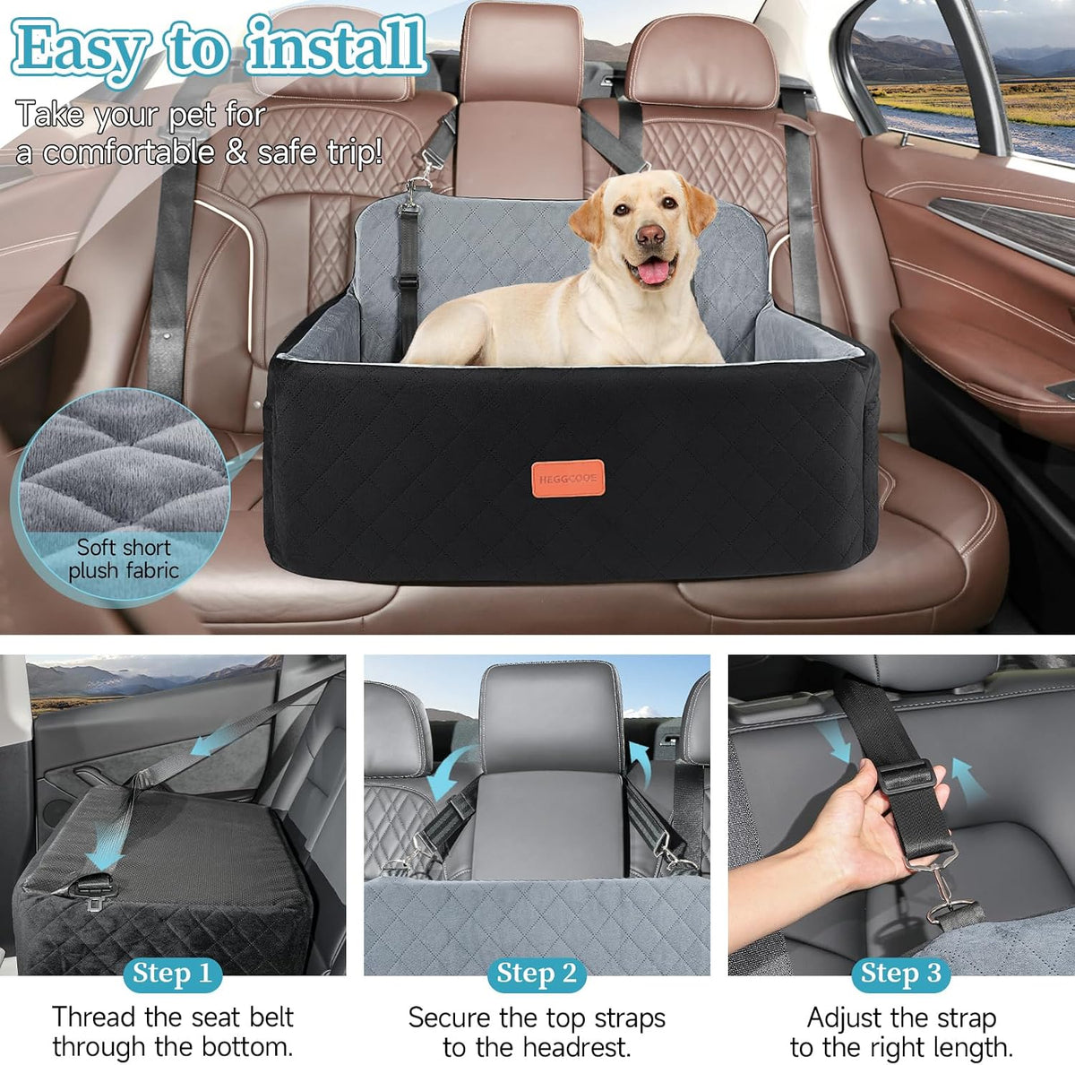 Dog Car Seat for Medium Large Dogs Under 55 lbs, Washable Pet Booster Seat
