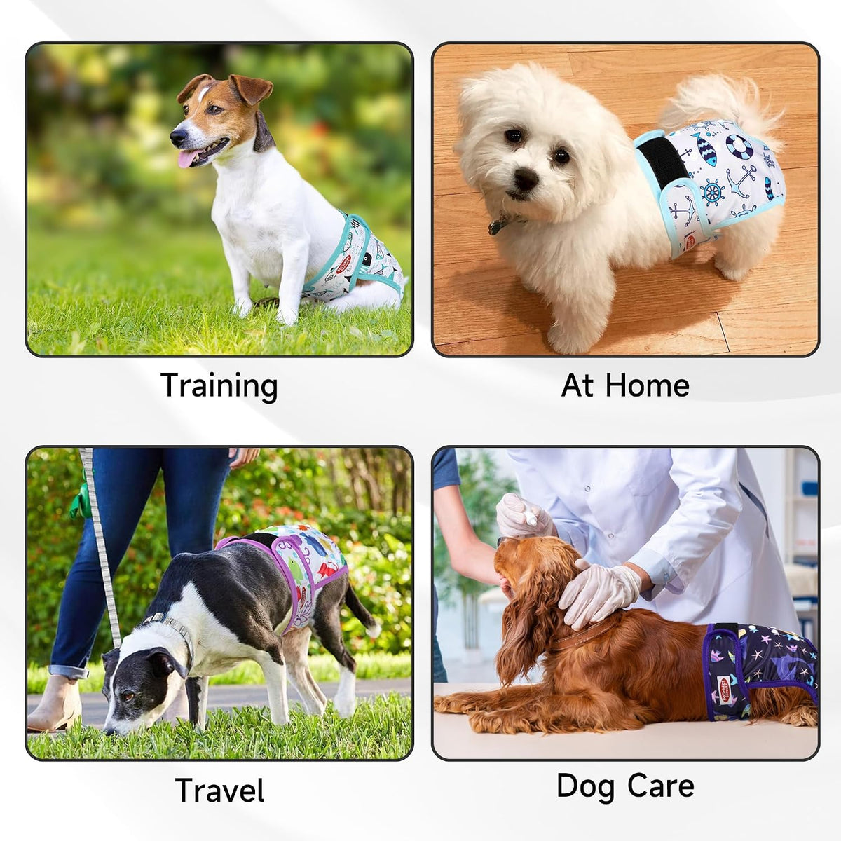 5 Pack Reusable Diapers for Doggie, Washable Dog Diapers Female for Pet in Heat, Small Dog Diapers Female, Ocean