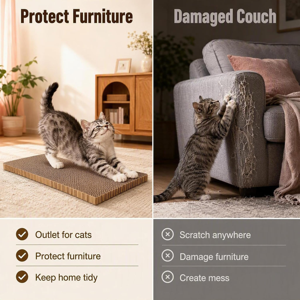 Kichwit Large Cat Scratching Pads, 3pcs Cat Scratcher Cardboard with a Box