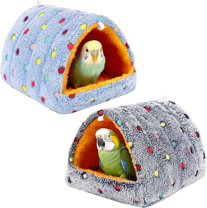 2 Pack Bird Nest House, Hanging Hammock Fluffy Parrots Bird Bed by PETKNOWS
