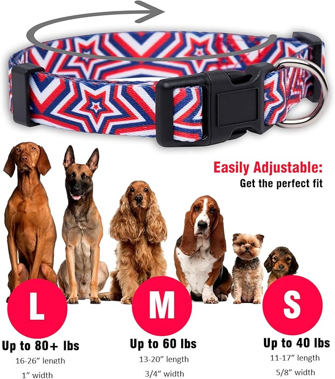 Native Pup American Flag Dog Collar- Red White and Blue- Patriotic Collars - Image 3